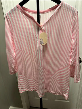 Striped Blouse in Pink & White Size Large NWT